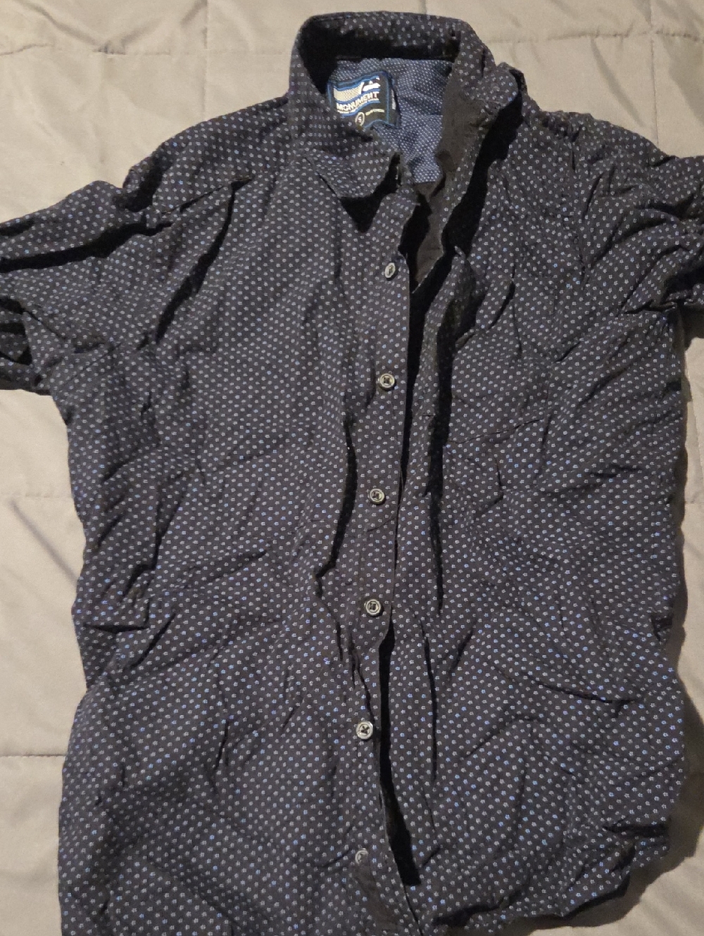 Men's Navy Dot-Print Dress Shirt
